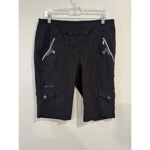 Jamie Sadock Womens Black Cargo Capri Pants Size 16 Zipper Pockets Stretch
